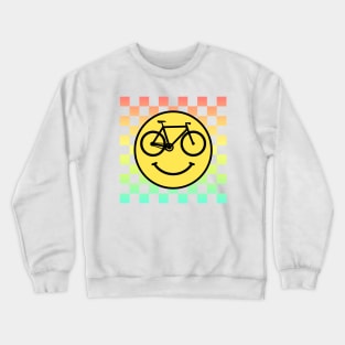 Funny Bicycle Bike Smiley Face Crewneck Sweatshirt